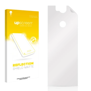 Parte frontale di una confezione del prodotto con il logo del marchio upscreen. Accanto si trova la protezione per lo schermo 