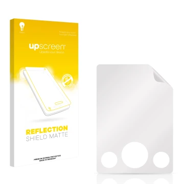 Parte frontale di una confezione del prodotto con il logo del marchio upscreen. Accanto si trova la protezione per lo schermo 