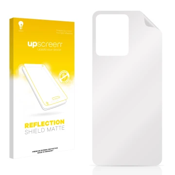 Parte frontale di una confezione del prodotto con il logo del marchio upscreen. Accanto si trova la protezione per lo schermo 