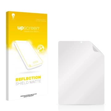 Parte frontale di una confezione del prodotto con il logo del marchio upscreen. Accanto si trova la protezione per lo schermo 