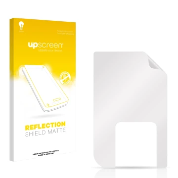 Parte frontale di una confezione del prodotto con il logo del marchio upscreen. Accanto si trova la protezione per lo schermo 