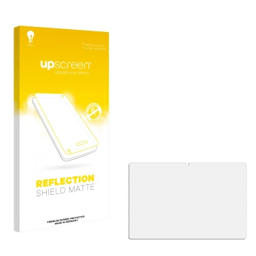 Parte frontale di una confezione del prodotto con il logo del marchio upscreen. Accanto si trova la protezione per lo schermo 