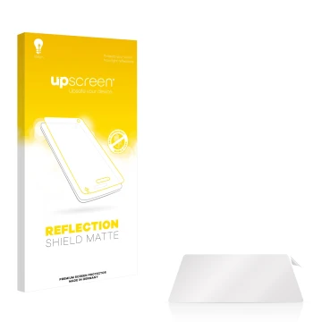 Parte frontale di una confezione del prodotto con il logo del marchio upscreen. Accanto si trova la protezione per lo schermo 