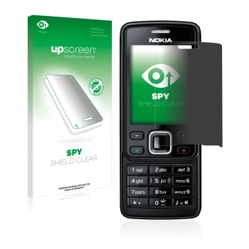 Parte frontale di una confezione del prodotto con il logo del marchio upscreen. Accanto è raffigurato il dispositivo Nokia 630