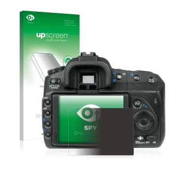 Parte frontale di una confezione del prodotto con il logo del marchio upscreen. Accanto è raffigurato il dispositivo Sony Alph