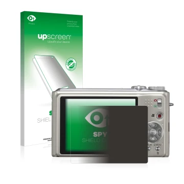 Parte frontale di una confezione del prodotto con il logo del marchio upscreen. Accanto è raffigurato il dispositivo Panasonic
