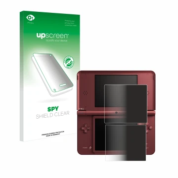 Parte frontale di una confezione del prodotto con il logo del marchio upscreen. Accanto è raffigurato il dispositivo Nintendo 