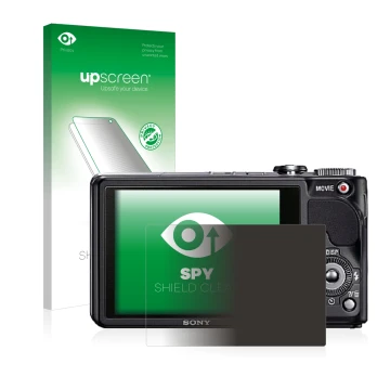 Parte frontale di una confezione del prodotto con il logo del marchio upscreen. Accanto è raffigurato il dispositivo Sony Cybe