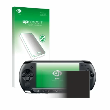 Parte frontale di una confezione del prodotto con il logo del marchio upscreen. Accanto è raffigurato il dispositivo Sony PSP 