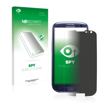 Parte frontale di una confezione del prodotto con il logo del marchio upscreen. Accanto è raffigurato il dispositivo Samsung G