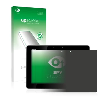 Parte frontale di una confezione del prodotto con il logo del marchio upscreen. Accanto è raffigurato il dispositivo ASUS Tran