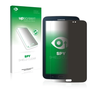 Parte frontale di una confezione del prodotto con il logo del marchio upscreen. Accanto è raffigurato il dispositivo Samsung G