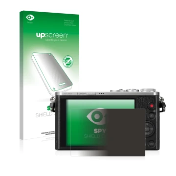 Parte frontale di una confezione del prodotto con il logo del marchio upscreen. Accanto è raffigurato il dispositivo Panasonic