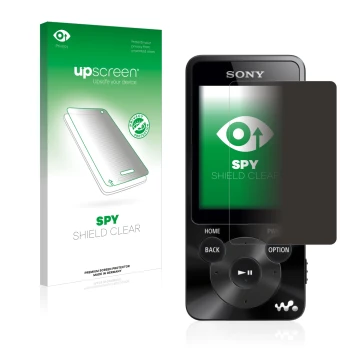 Parte frontale di una confezione del prodotto con il logo del marchio upscreen. Accanto è raffigurato il dispositivo Sony Walk