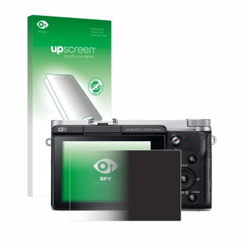 Parte frontale di una confezione del prodotto con il logo del marchio upscreen. Accanto è raffigurato il dispositivo Samsung N