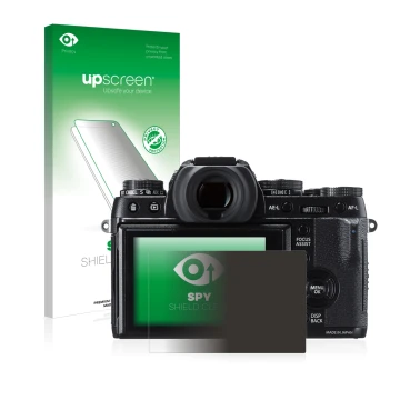 Parte frontale di una confezione del prodotto con il logo del marchio upscreen. Accanto è raffigurato il dispositivo Fujifilm 