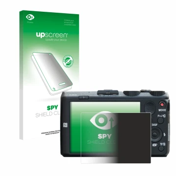 Parte frontale di una confezione del prodotto con il logo del marchio upscreen. Accanto è raffigurato il dispositivo Sony Cybe