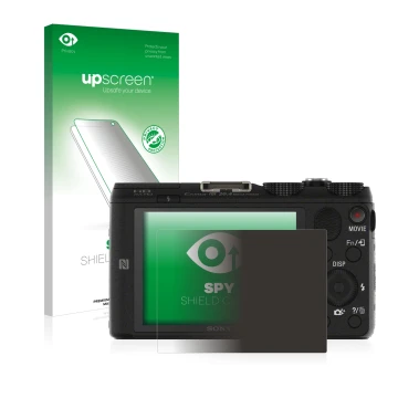 Parte frontale di una confezione del prodotto con il logo del marchio upscreen. Accanto è raffigurato il dispositivo Sony Cybe