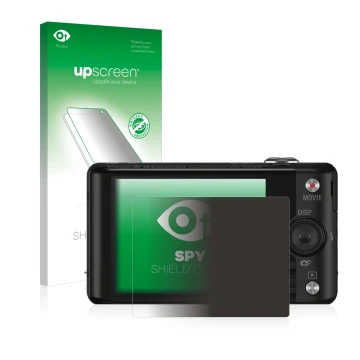 Parte frontale di una confezione del prodotto con il logo del marchio upscreen. Accanto è raffigurato il dispositivo Sony Cybe