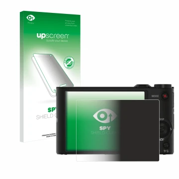 Parte frontale di una confezione del prodotto con il logo del marchio upscreen. Accanto è raffigurato il dispositivo Sony Cybe