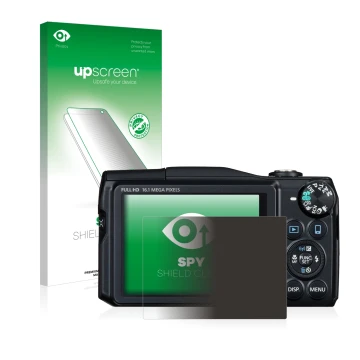 Parte frontale di una confezione del prodotto con il logo del marchio upscreen. Accanto è raffigurato il dispositivo Canon Pow