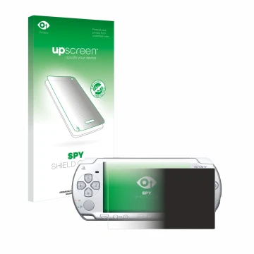 Parte frontale di una confezione del prodotto con il logo del marchio upscreen. Accanto è raffigurato il dispositivo Sony PSP 