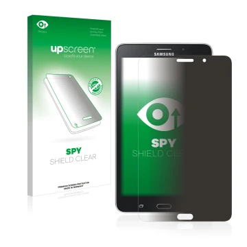 Parte frontale di una confezione del prodotto con il logo del marchio upscreen. Accanto è raffigurato il dispositivo Samsung G