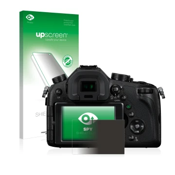 Parte frontale di una confezione del prodotto con il logo del marchio upscreen. Accanto è raffigurato il dispositivo Panasonic