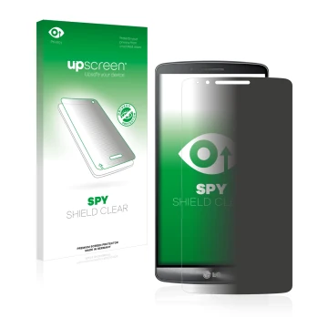 Parte frontale di una confezione del prodotto con il logo del marchio upscreen. Accanto è raffigurato il dispositivo LG G3 Cat