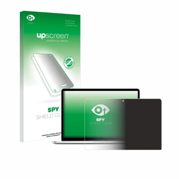 Parte frontale di una confezione del prodotto con il logo del marchio upscreen. Accanto è raffigurato il dispositivo Apple Mac