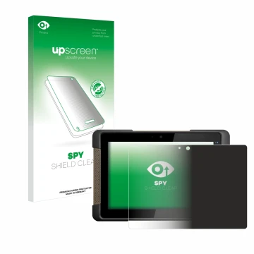 Parte frontale di una confezione del prodotto con il logo del marchio upscreen. Accanto è raffigurato il dispositivo Getac T80