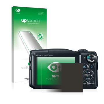 Parte frontale di una confezione del prodotto con il logo del marchio upscreen. Accanto è raffigurato il dispositivo Canon Pow