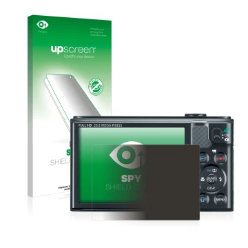 Parte frontale di una confezione del prodotto con il logo del marchio upscreen. Accanto è raffigurato il dispositivo Canon Pow