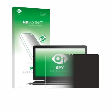 Parte frontale di una confezione del prodotto con il logo del marchio upscreen. Accanto è raffigurato il dispositivo Dell Lati