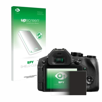 Parte frontale di una confezione del prodotto con il logo del marchio upscreen. Accanto è raffigurato il dispositivo Panasonic
