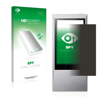Parte frontale di una confezione del prodotto con il logo del marchio upscreen. Accanto è raffigurato il dispositivo Astell&Ke