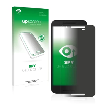 Parte frontale di una confezione del prodotto con il logo del marchio upscreen. Accanto è raffigurato il dispositivo Google Ne