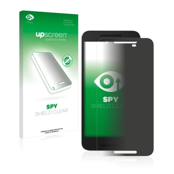 Parte frontale di una confezione del prodotto con il logo del marchio upscreen. Accanto è raffigurato il dispositivo LG Nexus 