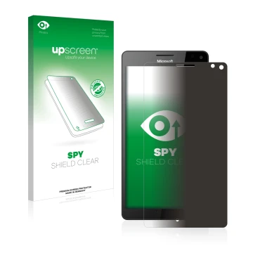 Parte frontale di una confezione del prodotto con il logo del marchio upscreen. Accanto è raffigurato il dispositivo Microsoft