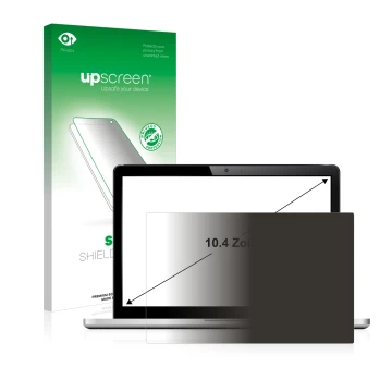 Parte frontale di una confezione del prodotto con il logo del marchio upscreen. Accanto è raffigurato il dispositivo con la re