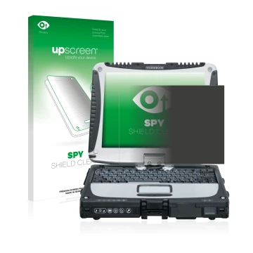 Parte frontale di una confezione del prodotto con il logo del marchio upscreen. Accanto è raffigurato il dispositivo Panasonic