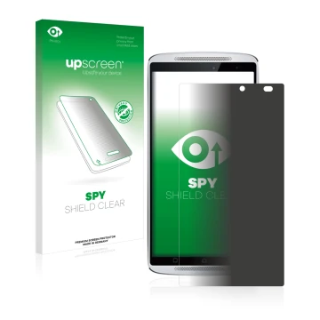 Parte frontale di una confezione del prodotto con il logo del marchio upscreen. Accanto è raffigurato il dispositivo Lenovo Vi