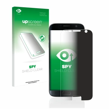 Parte frontale di una confezione del prodotto con il logo del marchio upscreen. Accanto è raffigurato il dispositivo Samsung G