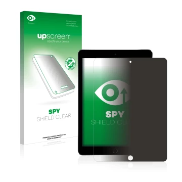 Parte frontale di una confezione del prodotto con il logo del marchio upscreen. Accanto è raffigurato il dispositivo Apple iPa