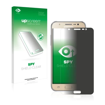 Parte frontale di una confezione del prodotto con il logo del marchio upscreen. Accanto è raffigurato il dispositivo Samsung G