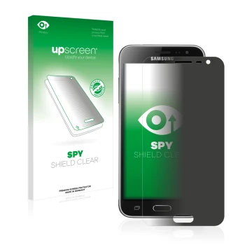Parte frontale di una confezione del prodotto con il logo del marchio upscreen. Accanto è raffigurato il dispositivo Samsung G