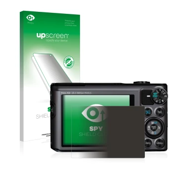 Parte frontale di una confezione del prodotto con il logo del marchio upscreen. Accanto è raffigurato il dispositivo Canon Pow