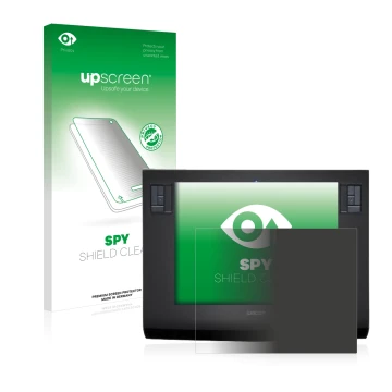 Parte frontale di una confezione del prodotto con il logo del marchio upscreen. Accanto è raffigurato il dispositivo Wacom Int