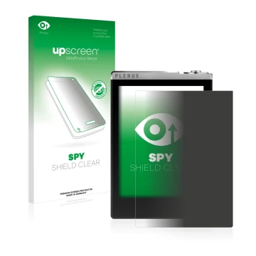 Parte frontale di una confezione del prodotto con il logo del marchio upscreen. Accanto è raffigurato il dispositivo Cowon Ple