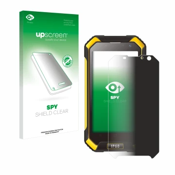 Parte frontale di una confezione del prodotto con il logo del marchio upscreen. Accanto è raffigurato il dispositivo Blackview